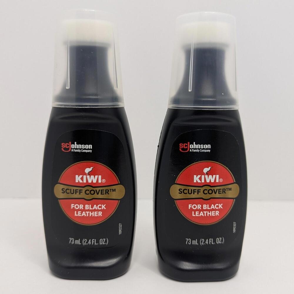 Kiwi Black Scuff Cover 2.4oz W/ Applicator Instant Shoe Shine Leather 2 Pack